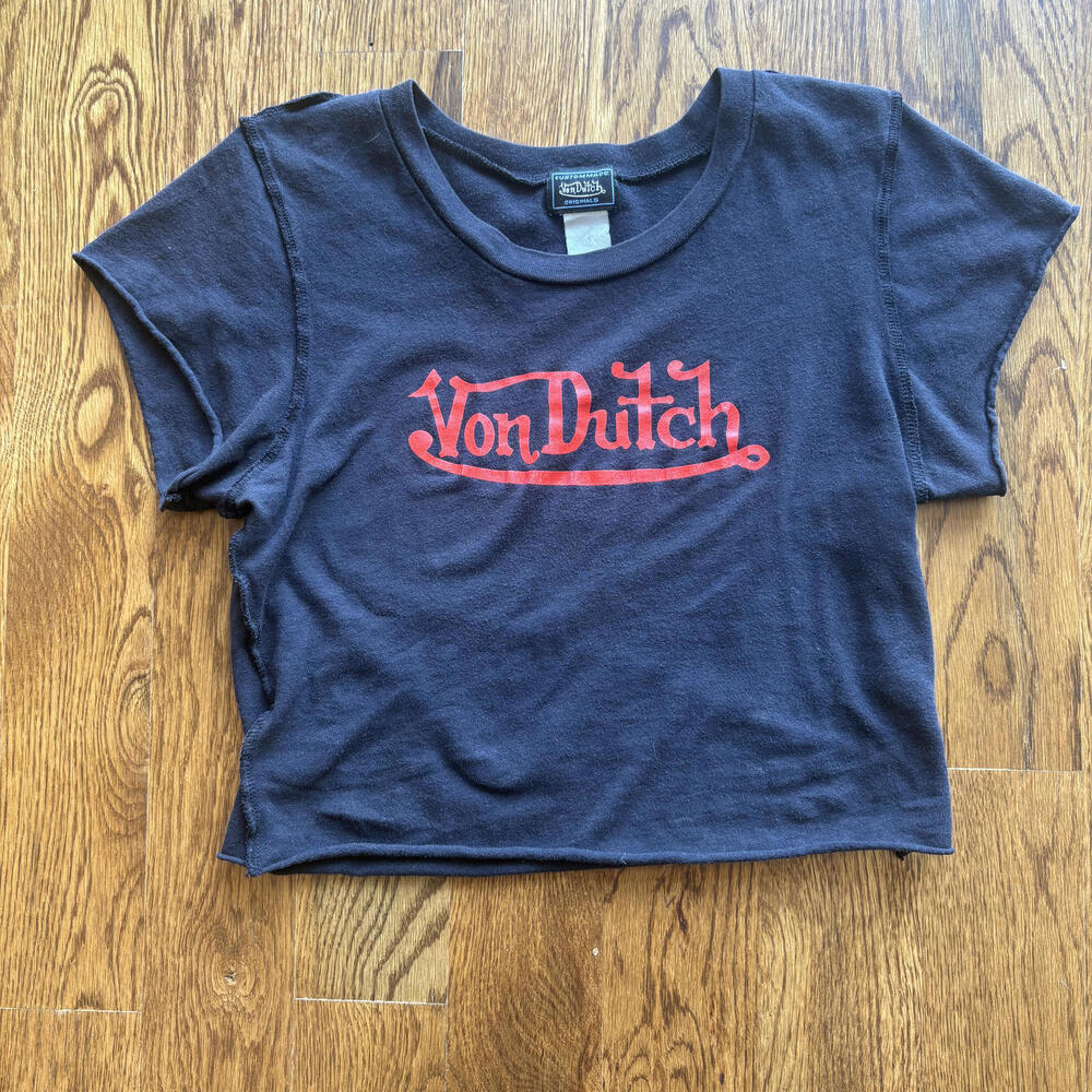 Von Dutch Black Cropped Short Sleeve T Shirt